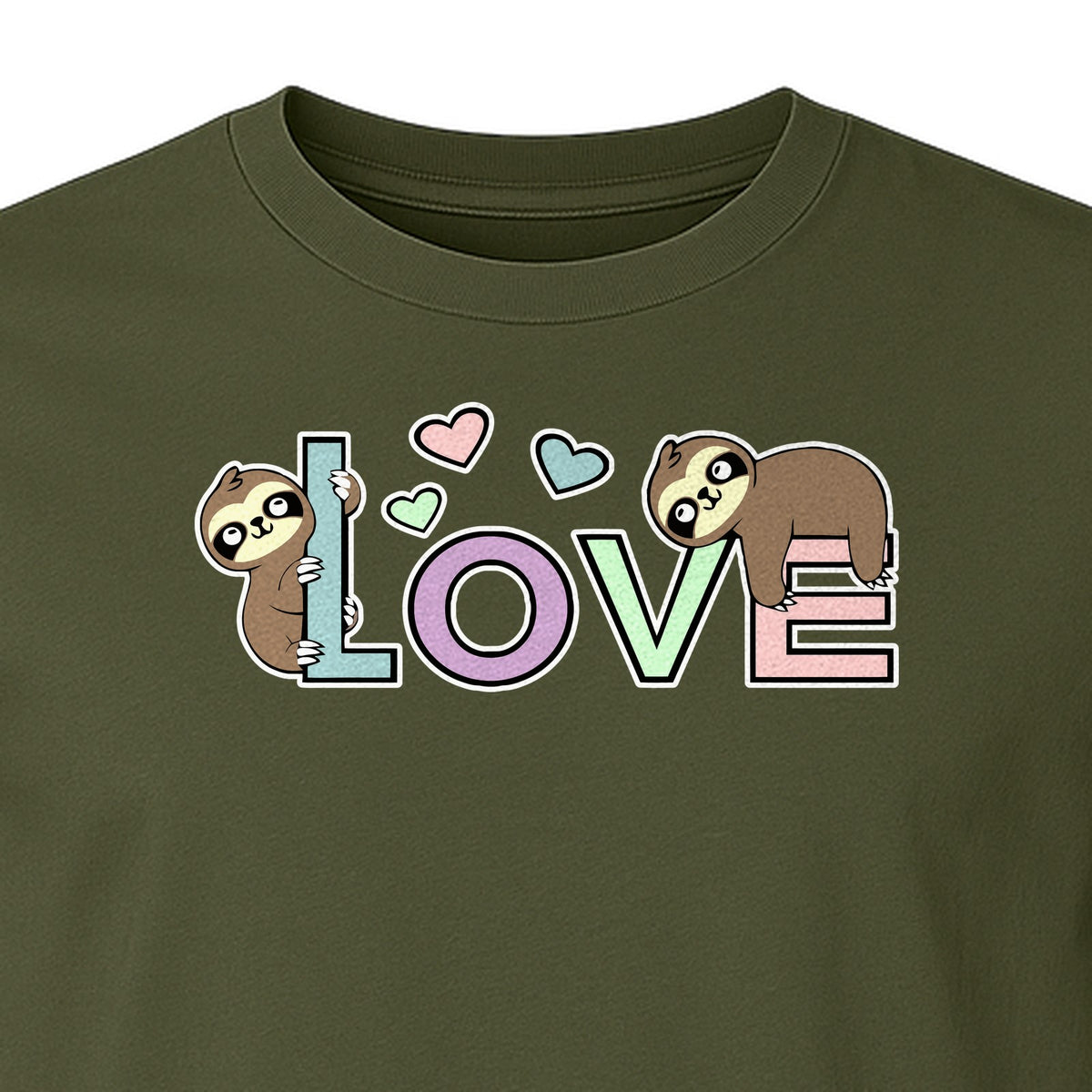 Sloth Love T-Shirt, Cute Heart Graphic for Animal Lovers and Valentine's Day Gifts