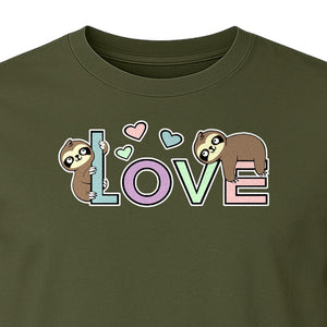 Sloth Love T-Shirt, Cute Heart Graphic for Animal Lovers and Valentine's Day Gifts