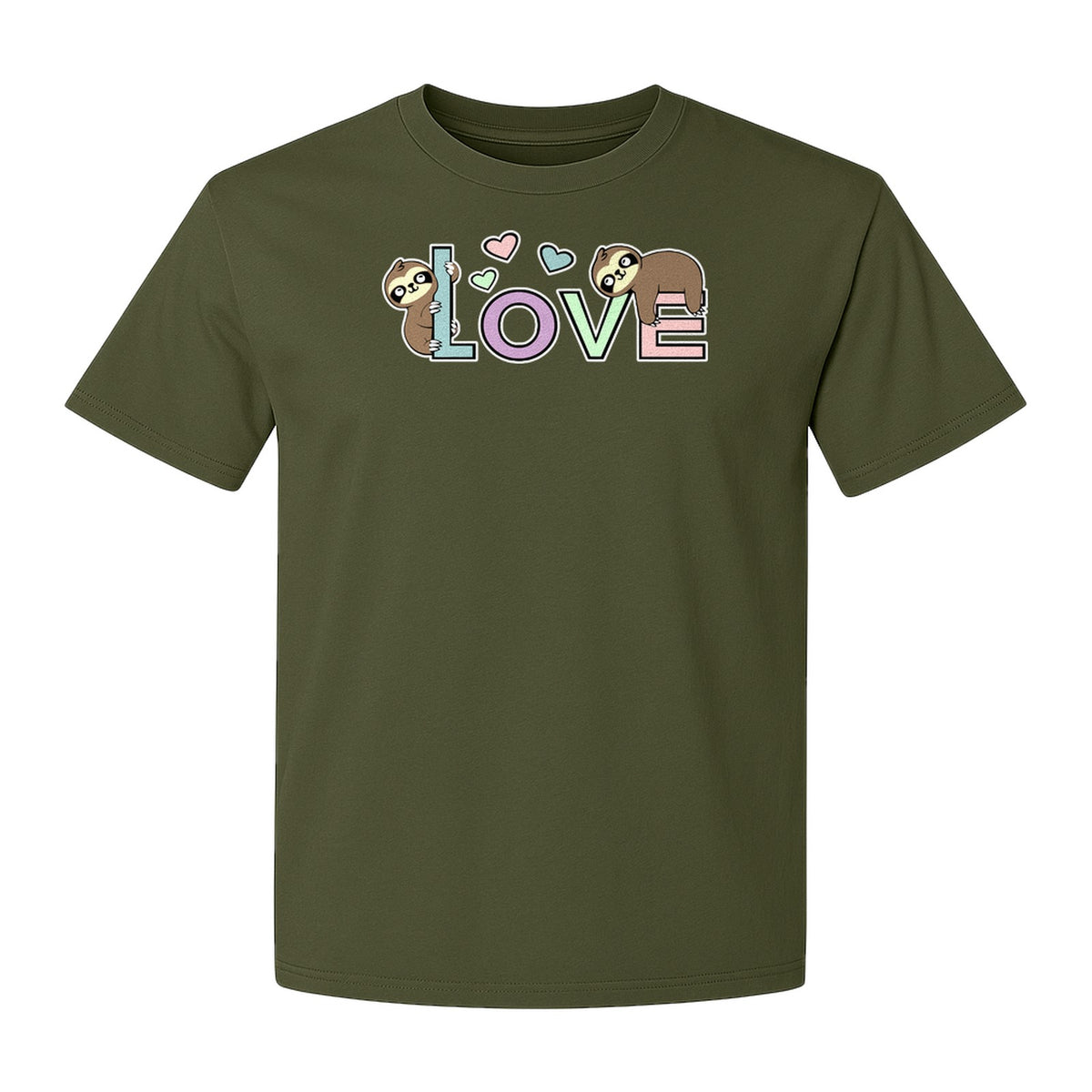 Sloth Love T-Shirt, Cute Heart Graphic for Animal Lovers and Valentine's Day Gifts
