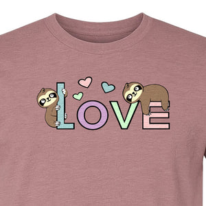 Sloth Love T-Shirt, Cute Heart Graphic for Animal Lovers and Valentine's Day Gifts