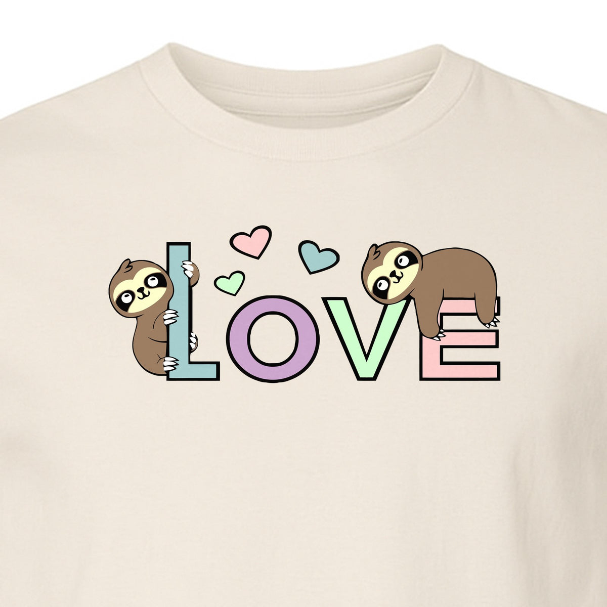 Sloth Love T-Shirt, Cute Heart Graphic for Animal Lovers and Valentine's Day Gifts