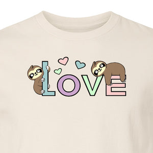 Sloth Love T-Shirt, Cute Heart Graphic for Animal Lovers and Valentine's Day Gifts