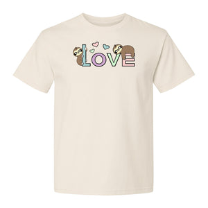 Sloth Love T-Shirt, Cute Heart Graphic for Animal Lovers and Valentine's Day Gifts
