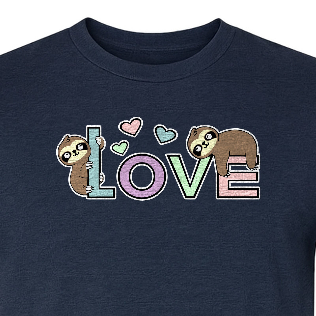 Sloth Love T-Shirt, Cute Heart Graphic for Animal Lovers and Valentine's Day Gifts