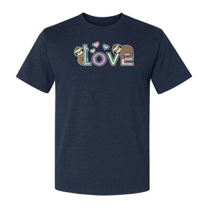 Sloth Love T-Shirt, Cute Heart Graphic for Animal Lovers and Valentine's Day Gifts