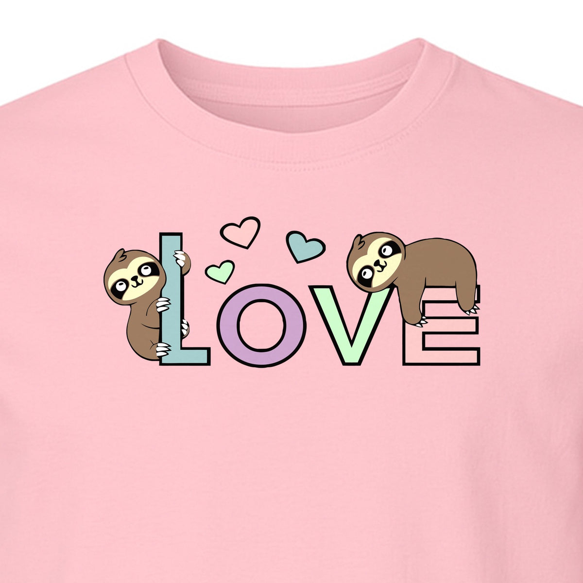 Sloth Love T-Shirt, Cute Heart Graphic for Animal Lovers and Valentine's Day Gifts