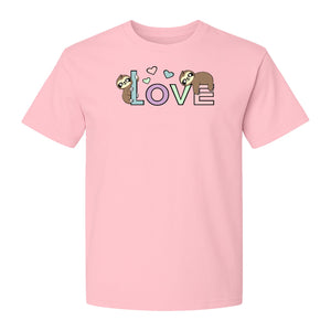 Sloth Love T-Shirt, Cute Heart Graphic for Animal Lovers and Valentine's Day Gifts