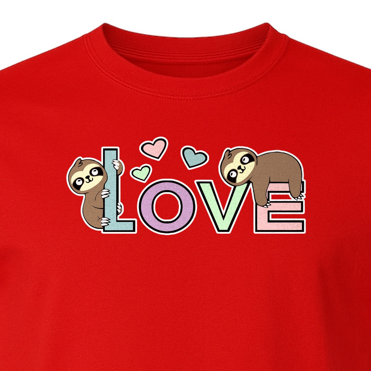 Sloth Love T-Shirt, Cute Heart Graphic for Animal Lovers and Valentine's Day Gifts