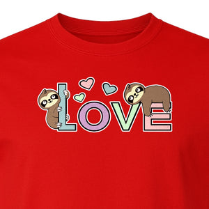 Sloth Love T-Shirt, Cute Heart Graphic for Animal Lovers and Valentine's Day Gifts