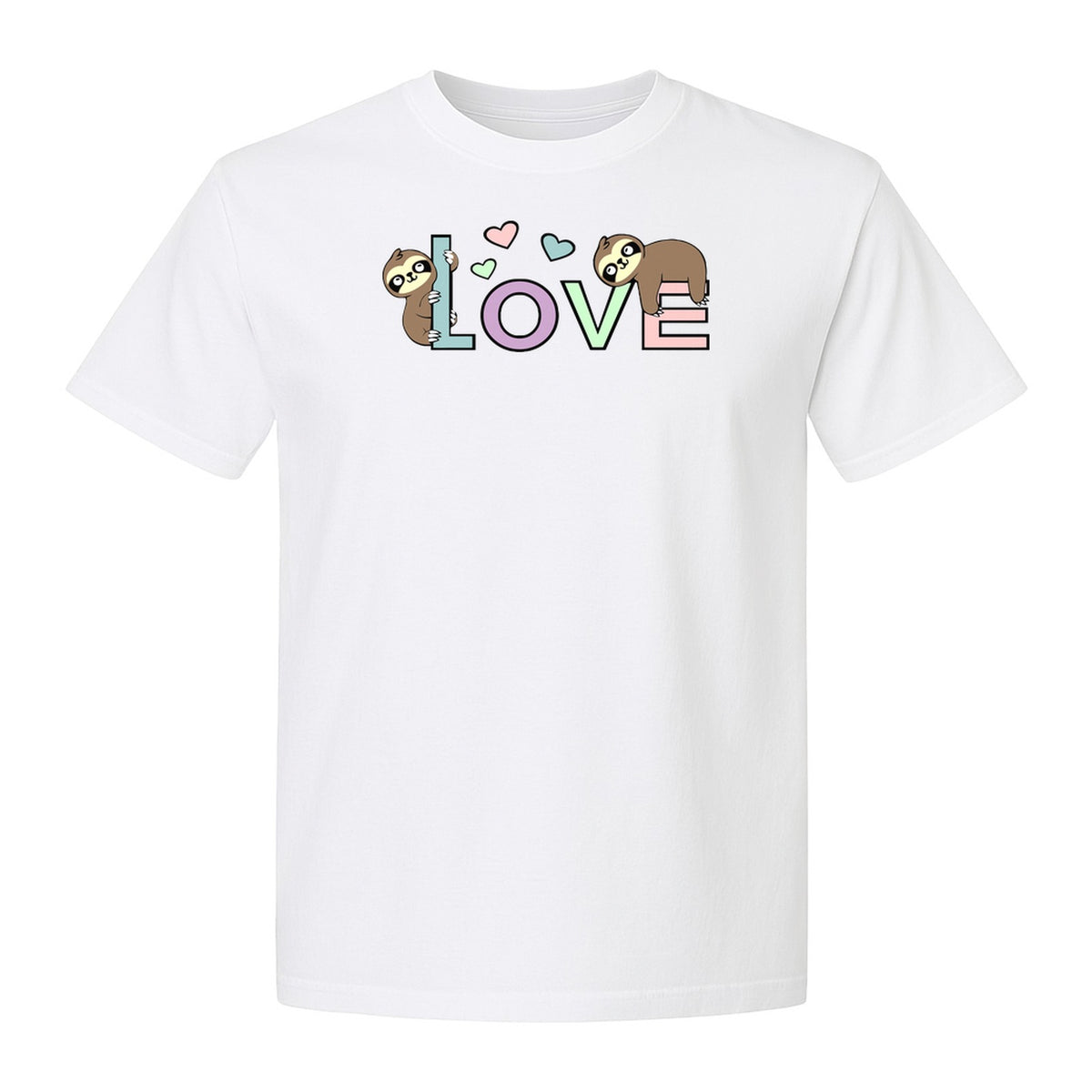 Sloth Love T-Shirt, Cute Heart Graphic for Animal Lovers and Valentine's Day Gifts