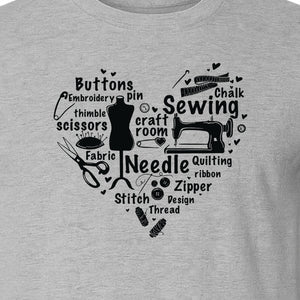 Sewing T-Shirt, Heart of Machine, Scissors and Thread Illustrations for Quilters, Embroiderers and Makers