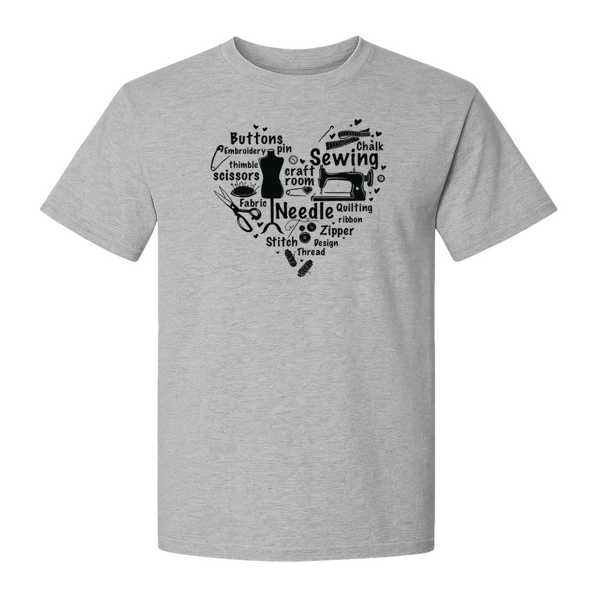 Sewing T-Shirt, Heart of Machine, Scissors and Thread Illustrations for Quilters, Embroiderers and Makers