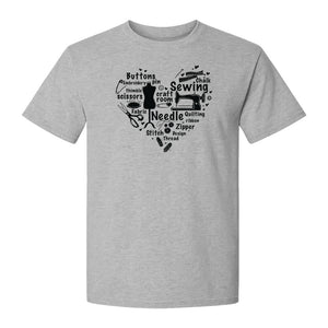Sewing T-Shirt, Heart of Machine, Scissors and Thread Illustrations for Quilters, Embroiderers and Makers