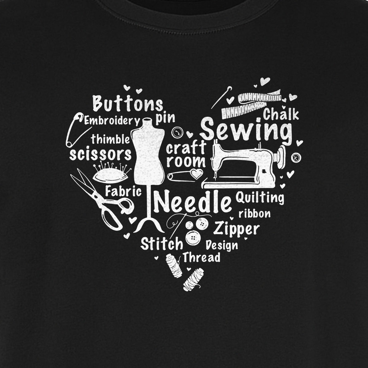 Sewing T-Shirt, Heart of Machine, Scissors and Thread Illustrations for Quilters, Embroiderers and Makers