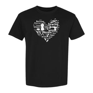 Sewing T-Shirt, Heart of Machine, Scissors and Thread Illustrations for Quilters, Embroiderers and Makers