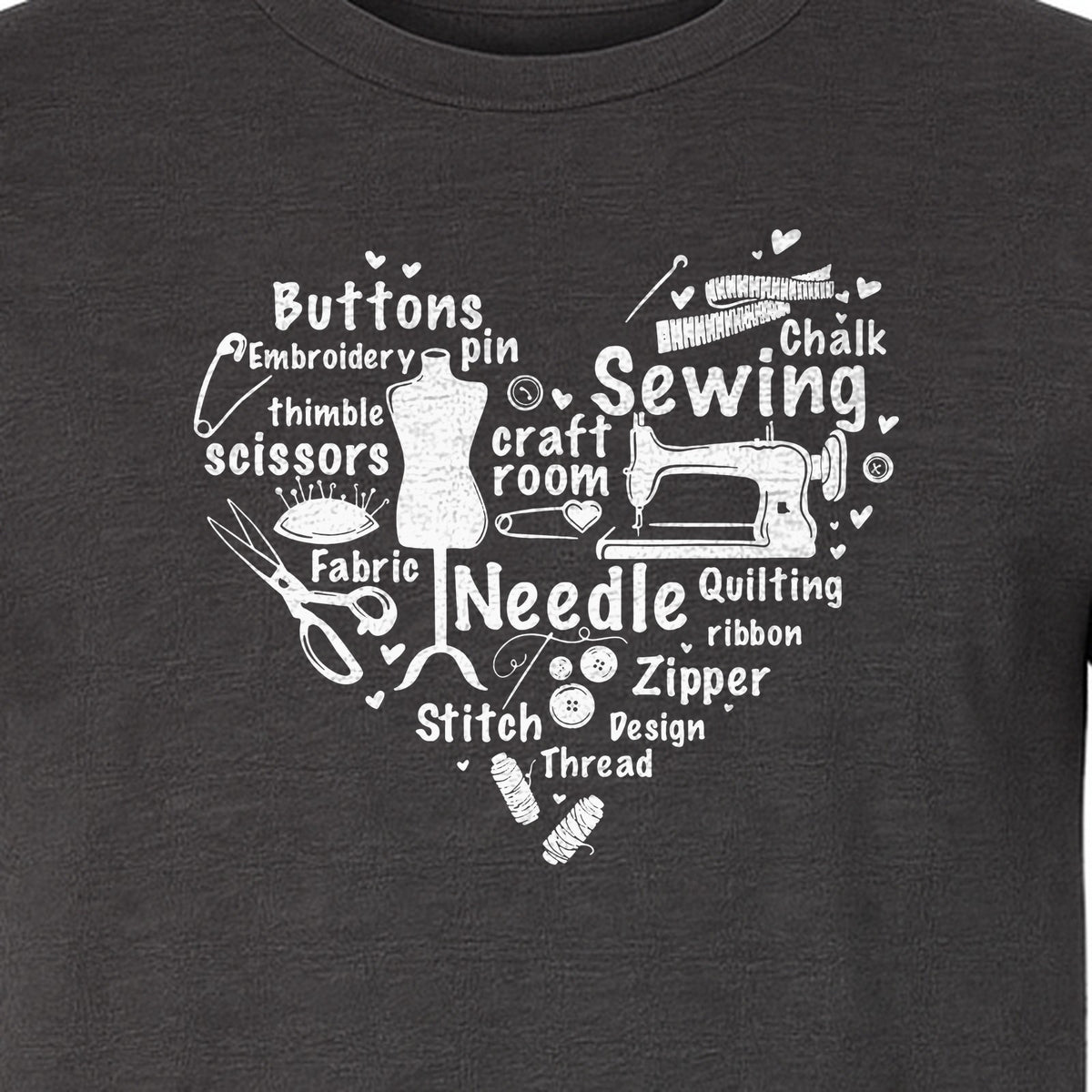 Sewing T-Shirt, Heart of Machine, Scissors and Thread Illustrations for Quilters, Embroiderers and Makers