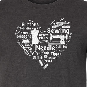 Sewing T-Shirt, Heart of Machine, Scissors and Thread Illustrations for Quilters, Embroiderers and Makers