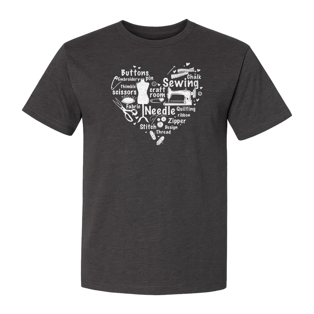 Sewing T-Shirt, Heart of Machine, Scissors and Thread Illustrations for Quilters, Embroiderers and Makers