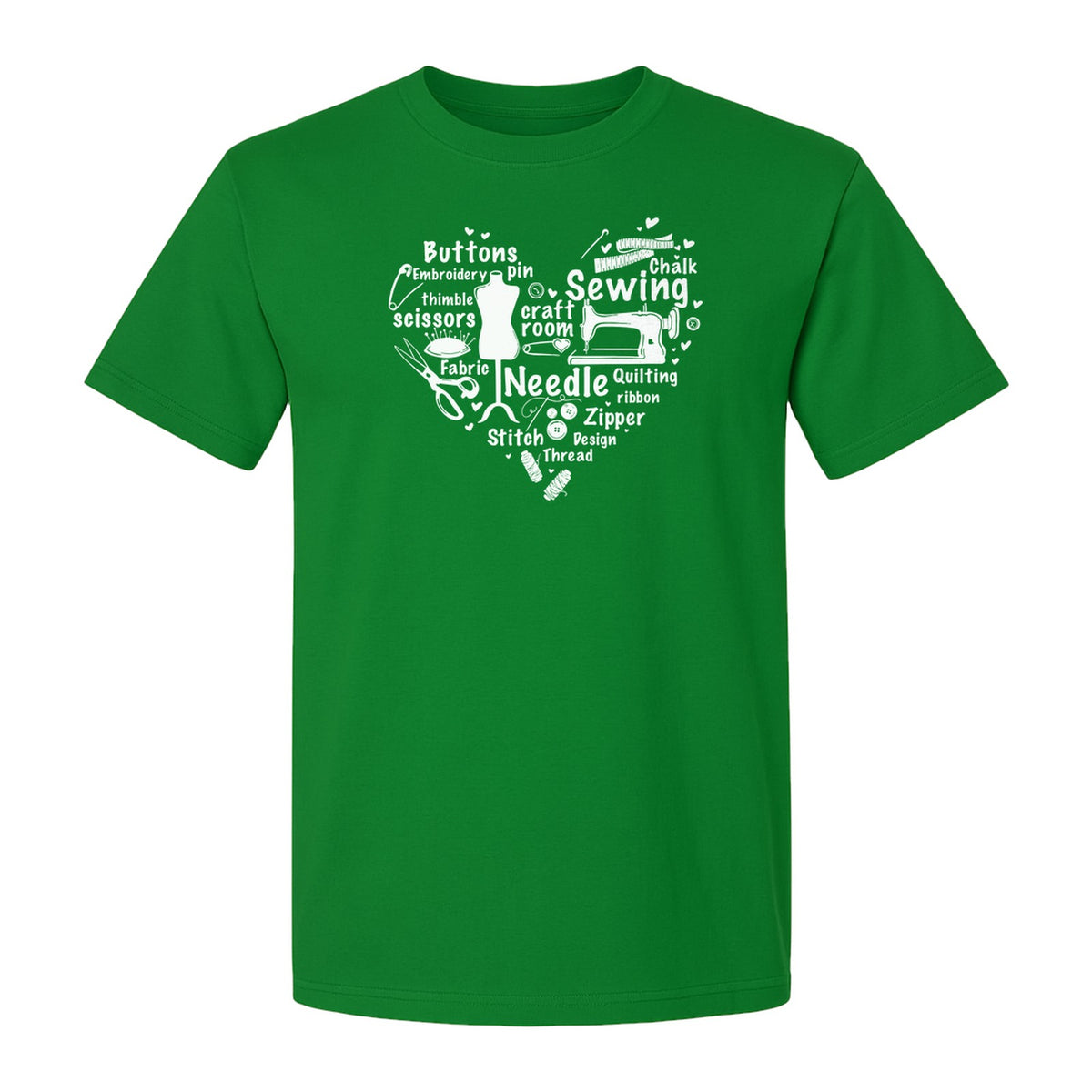 Sewing T-Shirt, Heart of Machine, Scissors and Thread Illustrations for Quilters, Embroiderers and Makers