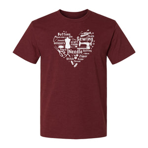 Sewing T-Shirt, Heart of Machine, Scissors and Thread Illustrations for Quilters, Embroiderers and Makers