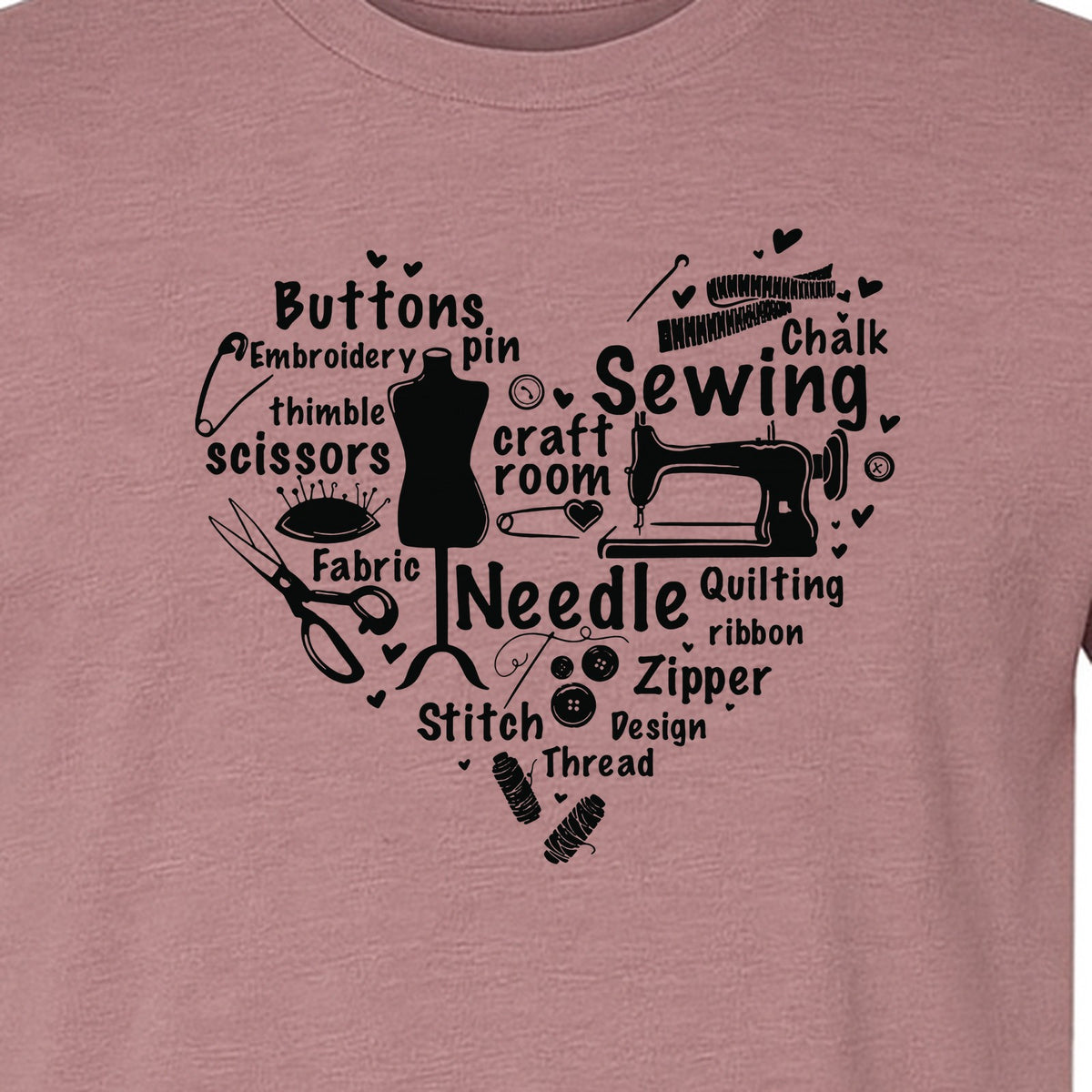 Sewing T-Shirt, Heart of Machine, Scissors and Thread Illustrations for Quilters, Embroiderers and Makers