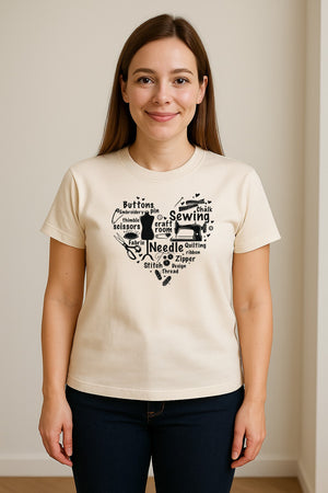 Sewing T-Shirt, Heart of Machine, Scissors and Thread Illustrations for Quilters, Embroiderers and Makers