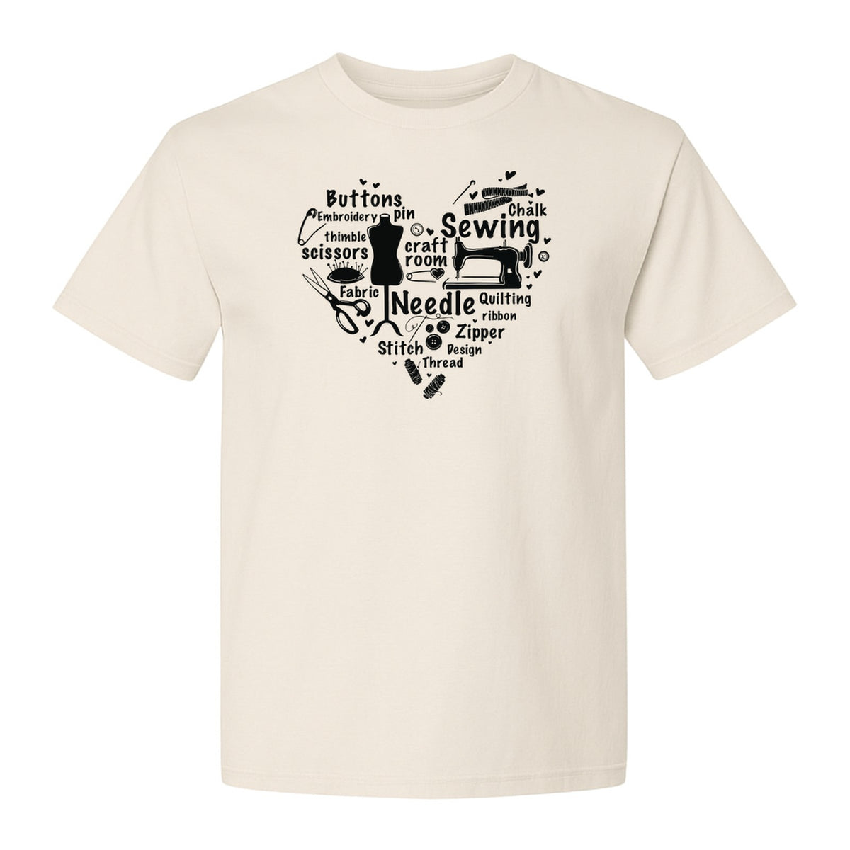 Sewing T-Shirt, Heart of Machine, Scissors and Thread Illustrations for Quilters, Embroiderers and Makers