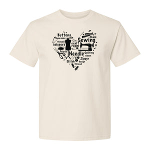 Sewing T-Shirt, Heart of Machine, Scissors and Thread Illustrations for Quilters, Embroiderers and Makers