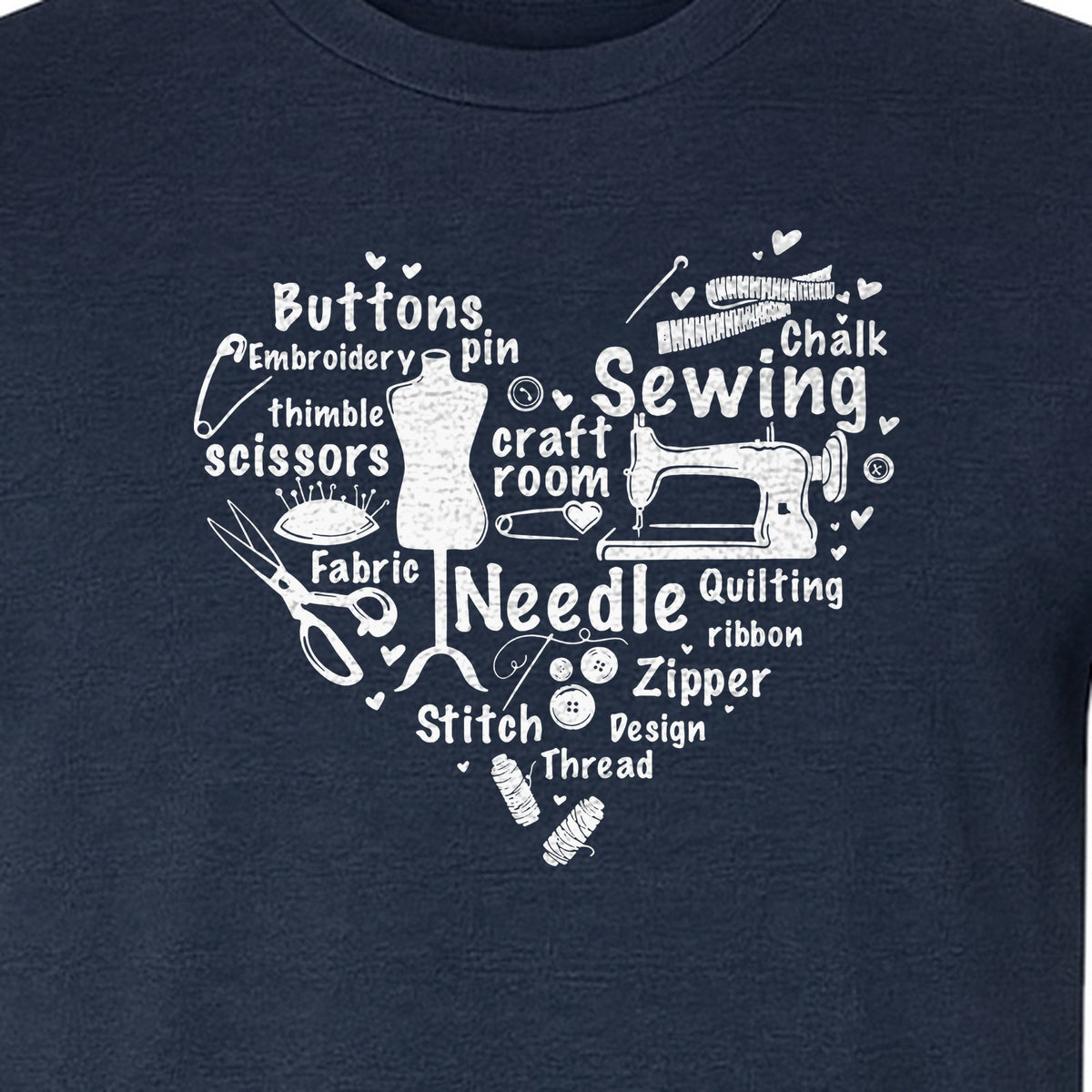 Sewing T-Shirt, Heart of Machine, Scissors and Thread Illustrations for Quilters, Embroiderers and Makers