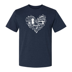 Sewing T-Shirt, Heart of Machine, Scissors and Thread Illustrations for Quilters, Embroiderers and Makers