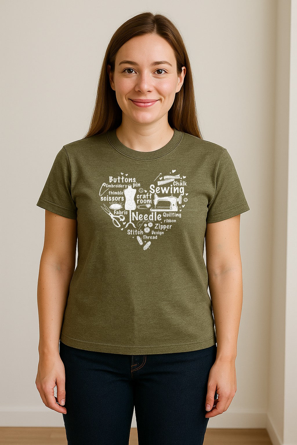 Sewing T-Shirt, Heart of Machine, Scissors and Thread Illustrations for Quilters, Embroiderers and Makers