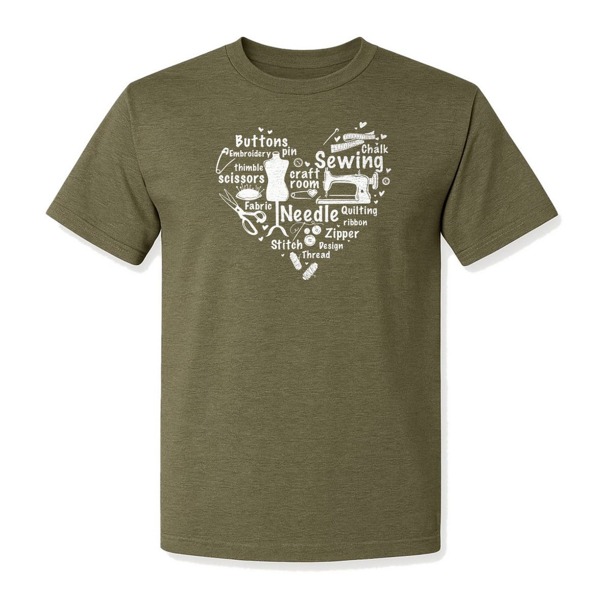 Sewing T-Shirt, Heart of Machine, Scissors and Thread Illustrations for Quilters, Embroiderers and Makers
