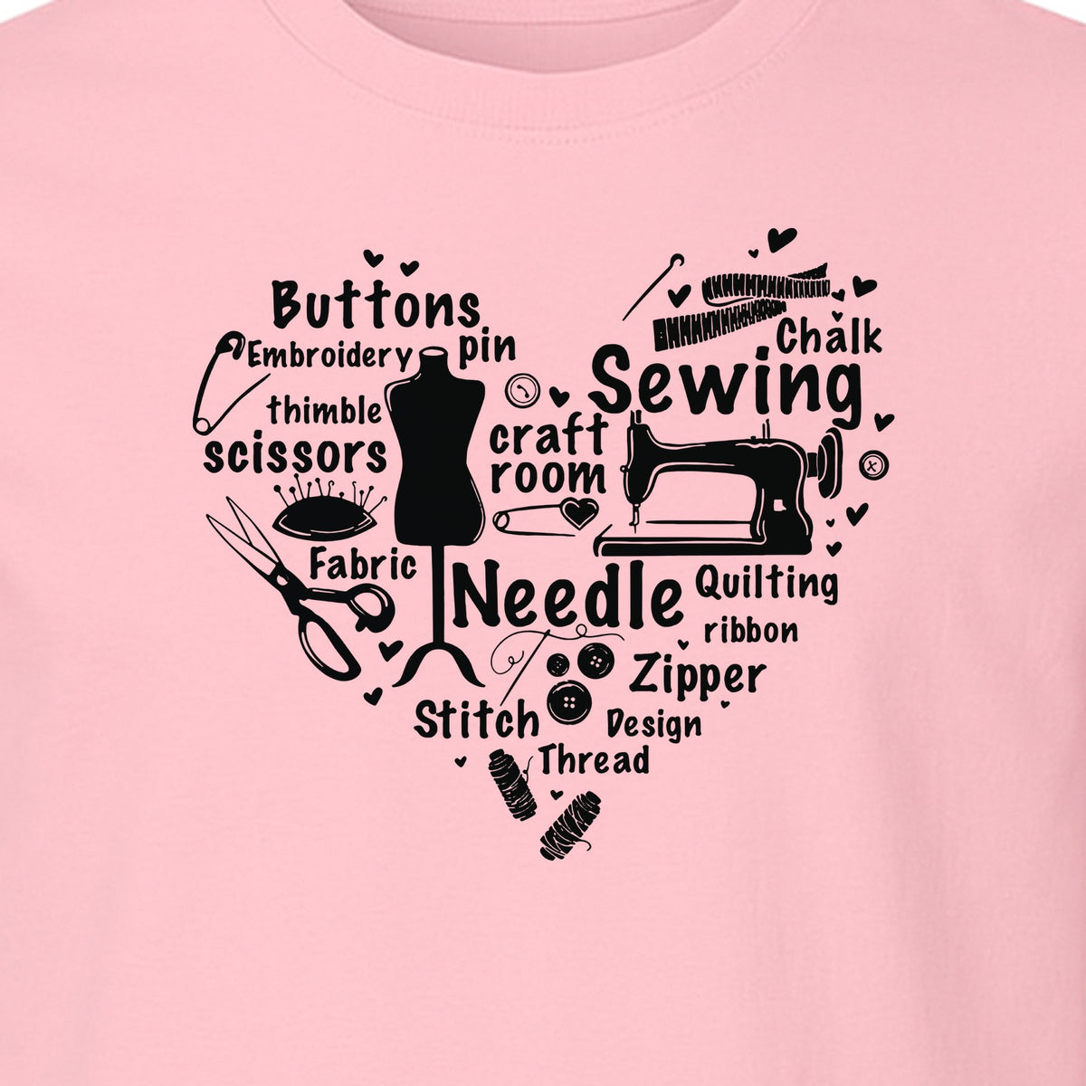 Sewing T-Shirt, Heart of Machine, Scissors and Thread Illustrations for Quilters, Embroiderers and Makers