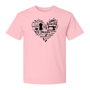 Sewing T-Shirt, Heart of Machine, Scissors and Thread Illustrations for Quilters, Embroiderers and Makers