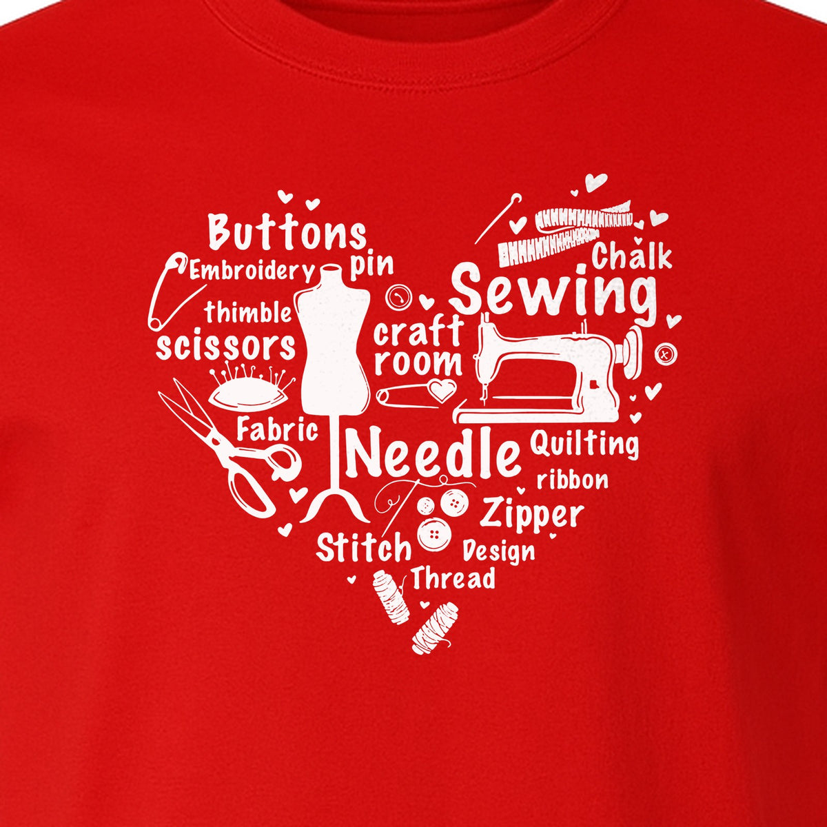Sewing T-Shirt, Heart of Machine, Scissors and Thread Illustrations for Quilters, Embroiderers and Makers