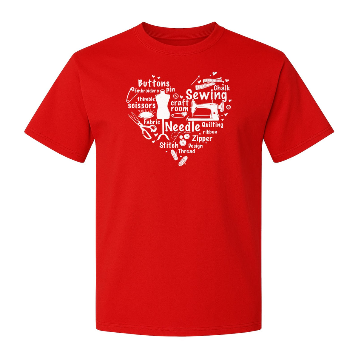 Sewing T-Shirt, Heart of Machine, Scissors and Thread Illustrations for Quilters, Embroiderers and Makers