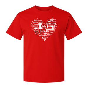 Sewing T-Shirt, Heart of Machine, Scissors and Thread Illustrations for Quilters, Embroiderers and Makers