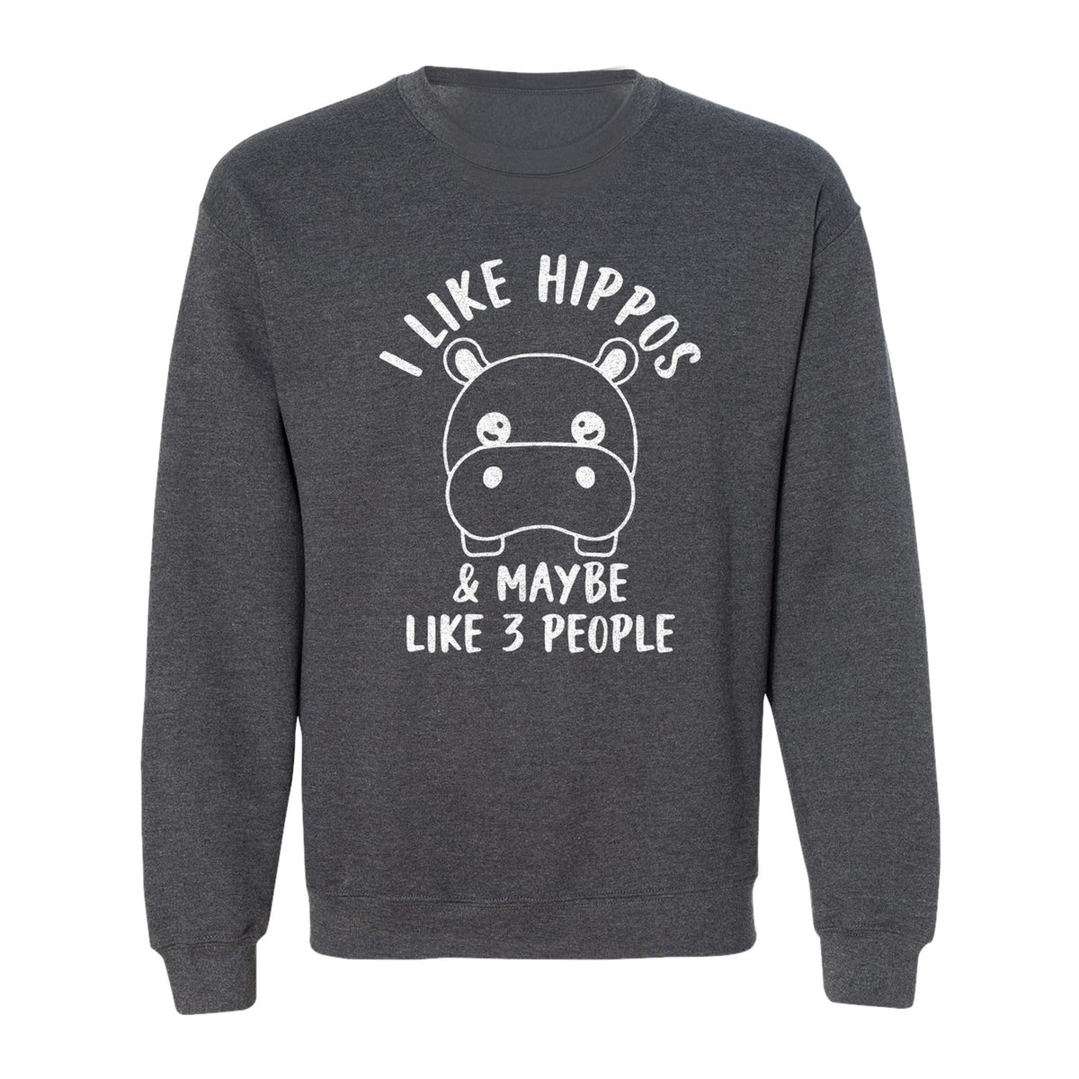 Hippo Sweatshirt, Funny Introvert Quote About Liking Hippos and Maybe 3 People for Animal Lovers