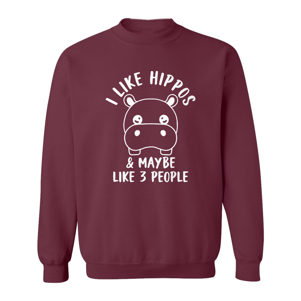 Hippo Sweatshirt, Funny Introvert Quote About Liking Hippos and Maybe 3 People for Animal Lovers