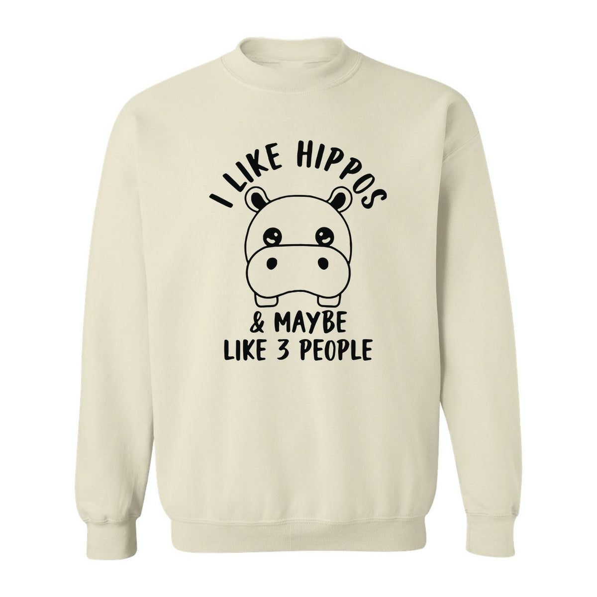 Hippo Sweatshirt, Funny Introvert Quote About Liking Hippos and Maybe 3 People for Animal Lovers