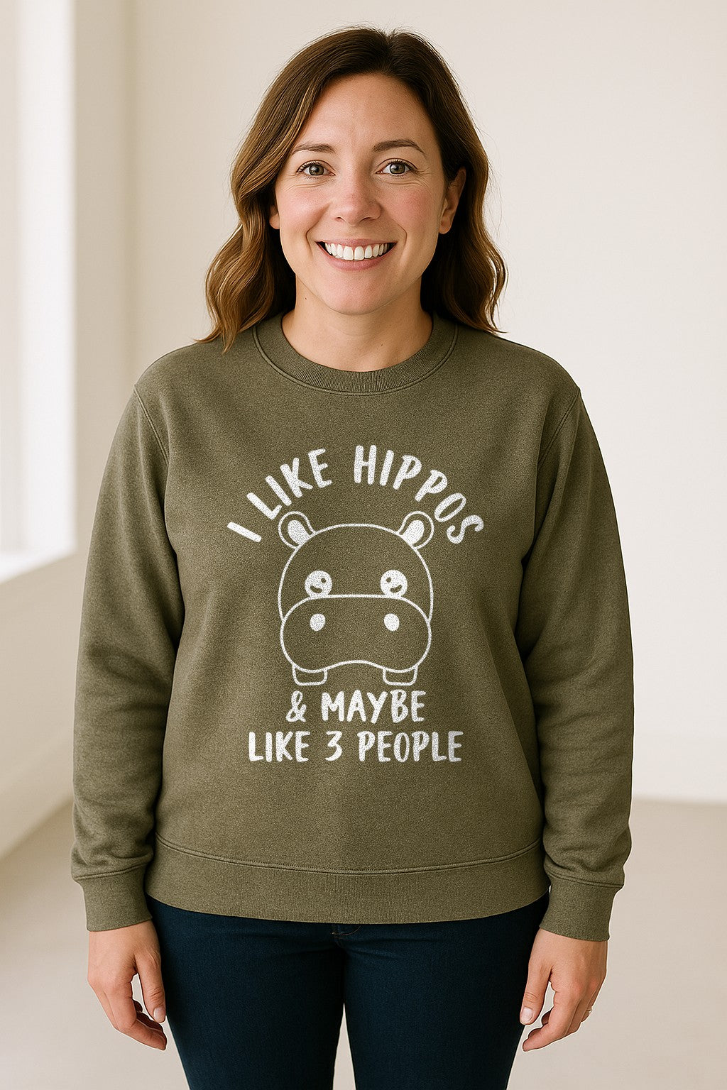 Hippo Sweatshirt, Funny Introvert Quote About Liking Hippos and Maybe 3 People for Animal Lovers