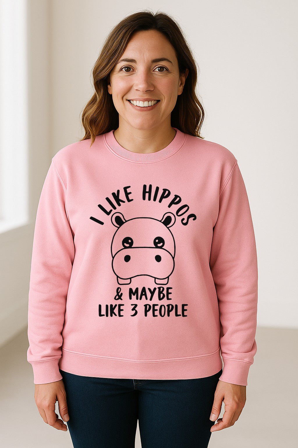 Hippo Sweatshirt, Funny Introvert Quote About Liking Hippos and Maybe 3 People for Animal Lovers