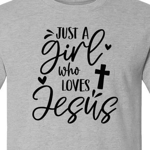 Just a Girl Who Loves Jesus T-Shirt, Christian Cross Design for Faithful Women, Church and Easter Sunday