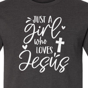 Just a Girl Who Loves Jesus T-Shirt, Christian Cross Design for Faithful Women, Church and Easter Sunday