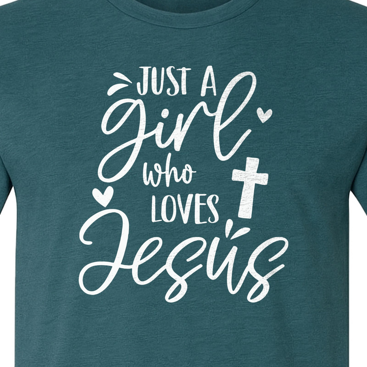 Just a Girl Who Loves Jesus T-Shirt, Christian Cross Design for Faithful Women, Church and Easter Sunday