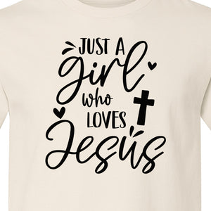Just a Girl Who Loves Jesus T-Shirt, Christian Cross Design for Faithful Women, Church and Easter Sunday