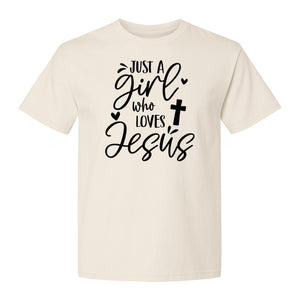 Just a Girl Who Loves Jesus T-Shirt, Christian Cross Design for Faithful Women, Church and Easter Sunday