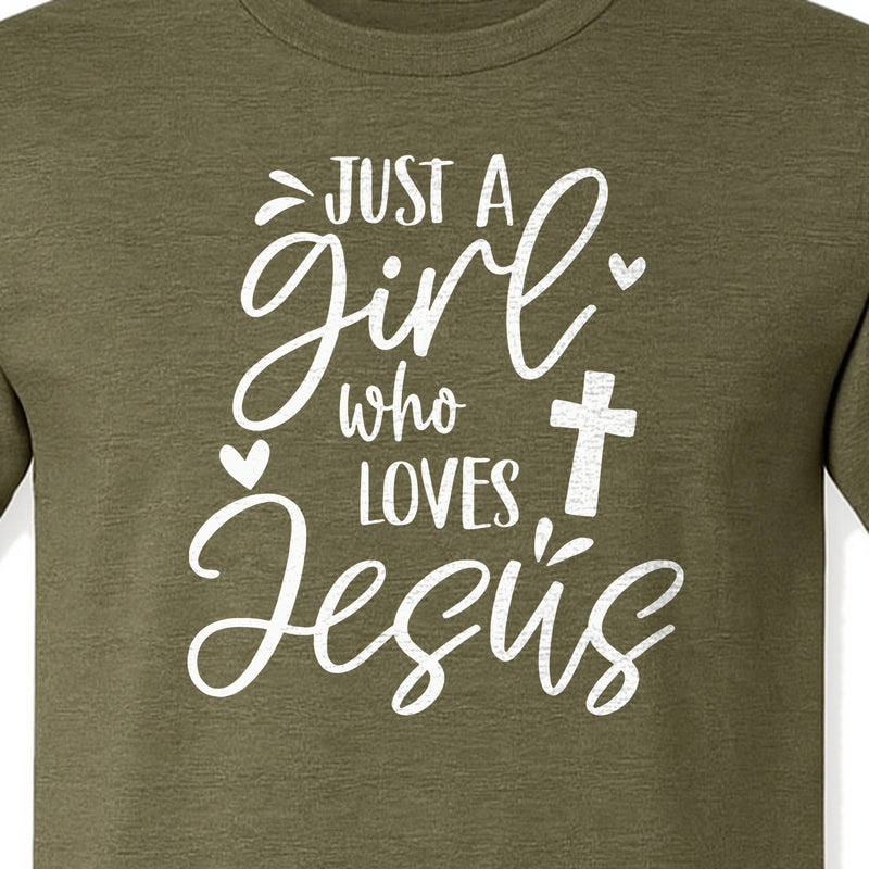 Just a Girl Who Loves Jesus T-Shirt, Christian Cross Design for Faithful Women, Church and Easter Sunday