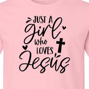 Just a Girl Who Loves Jesus T-Shirt, Christian Cross Design for Faithful Women, Church and Easter Sunday