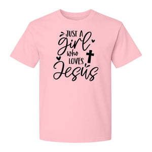 Just a Girl Who Loves Jesus T-Shirt, Christian Cross Design for Faithful Women, Church and Easter Sunday